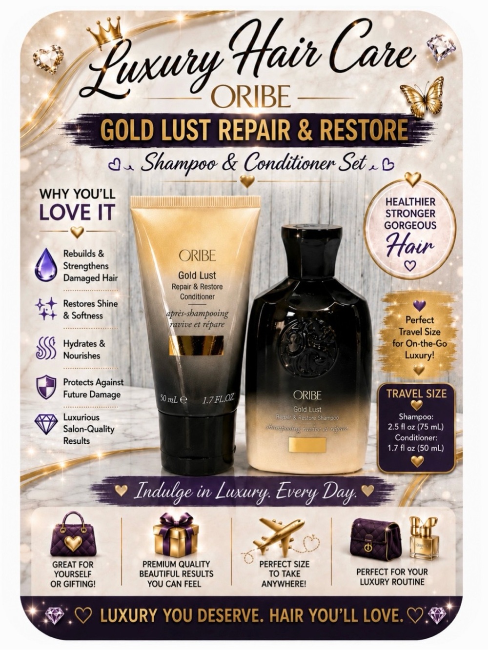 Oribe Gold Lust Repair & Restore Shampoo & Conditioner Set - Travel Size